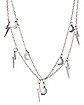 Crescent Moon and Lightning Bolt Double Row Necklace