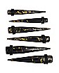 Black and Goldtone Marble Ear Tapers Kit - 6 Pair