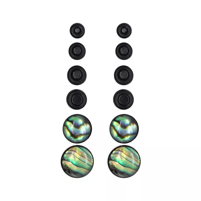 Multi-Pack Black Faux Abalone Plugs - 6 Pair at Spencer's