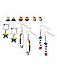 Multi-Pack Rainbow Star and Yin Yang Earrings - 6 Pair