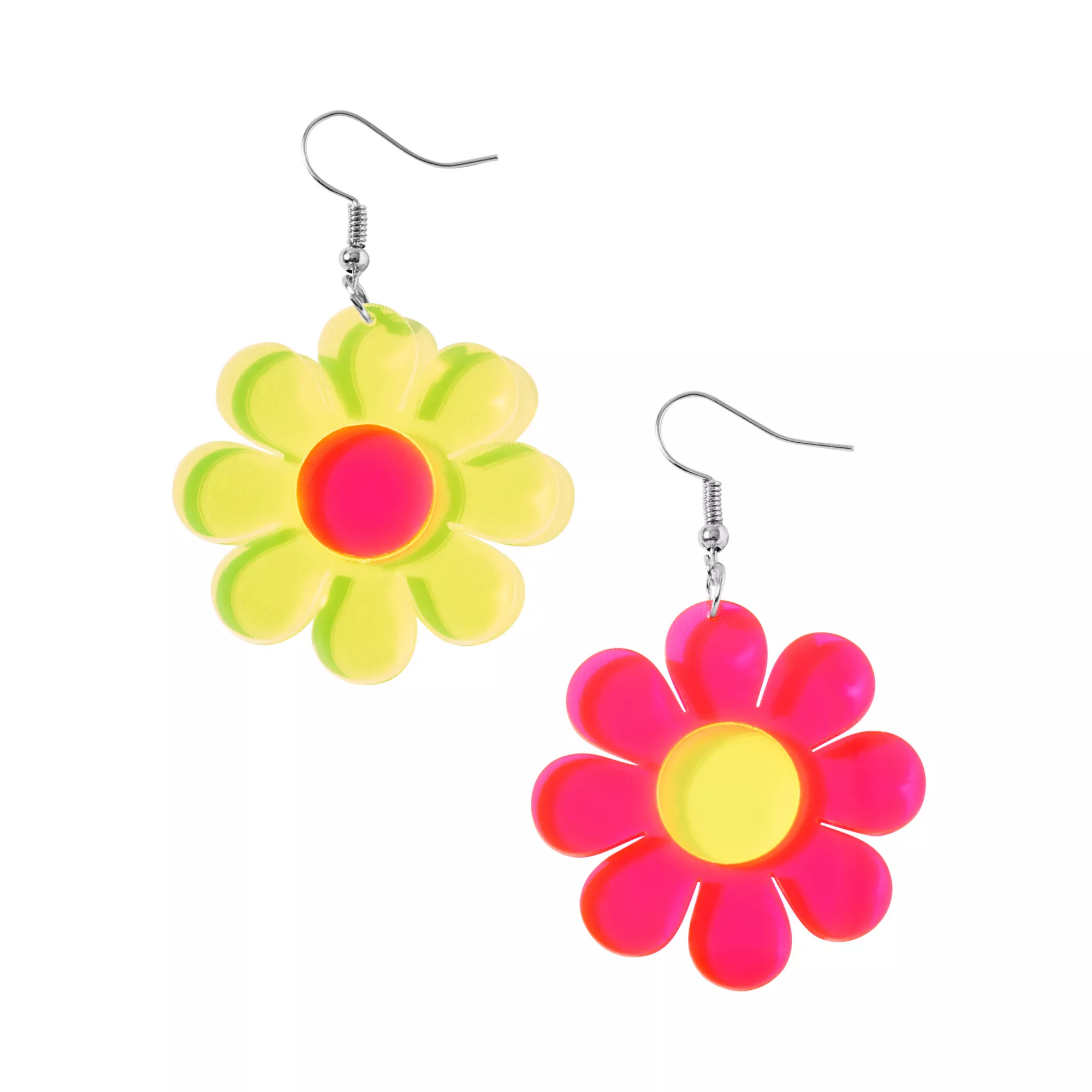 Neon Daisies Mismatch Dangle Earrings at Spencer's
