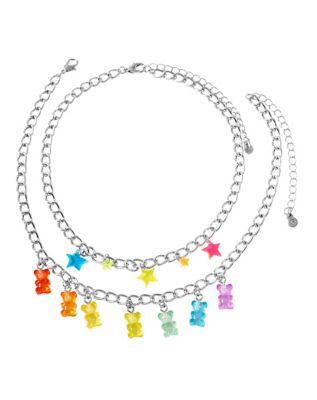 Gummy Bear and Star Chain Choker Necklaces - 2 Pack - Spencer's