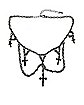 Black Cross Chain Choker Necklace