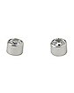Round CZ Silvertone Titanium Stud Earrings - 20 Gauge