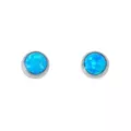 Round Blue Faux Opal Stud Earrings - 20 Gauge at Spencer's