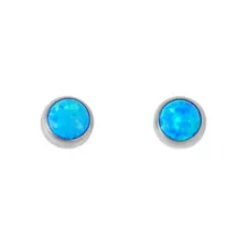Round Blue Faux Opal Stud Earrings - 20 Gauge at Spencer's