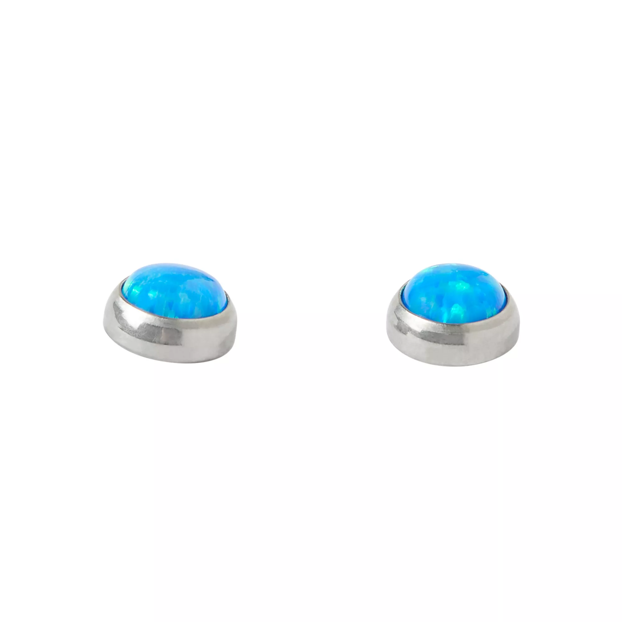 Round Blue Faux Opal Stud Earrings - 20 Gauge at Spencer's