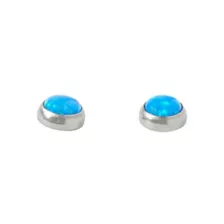 Round Blue Faux Opal Stud Earrings - 20 Gauge at Spencer's