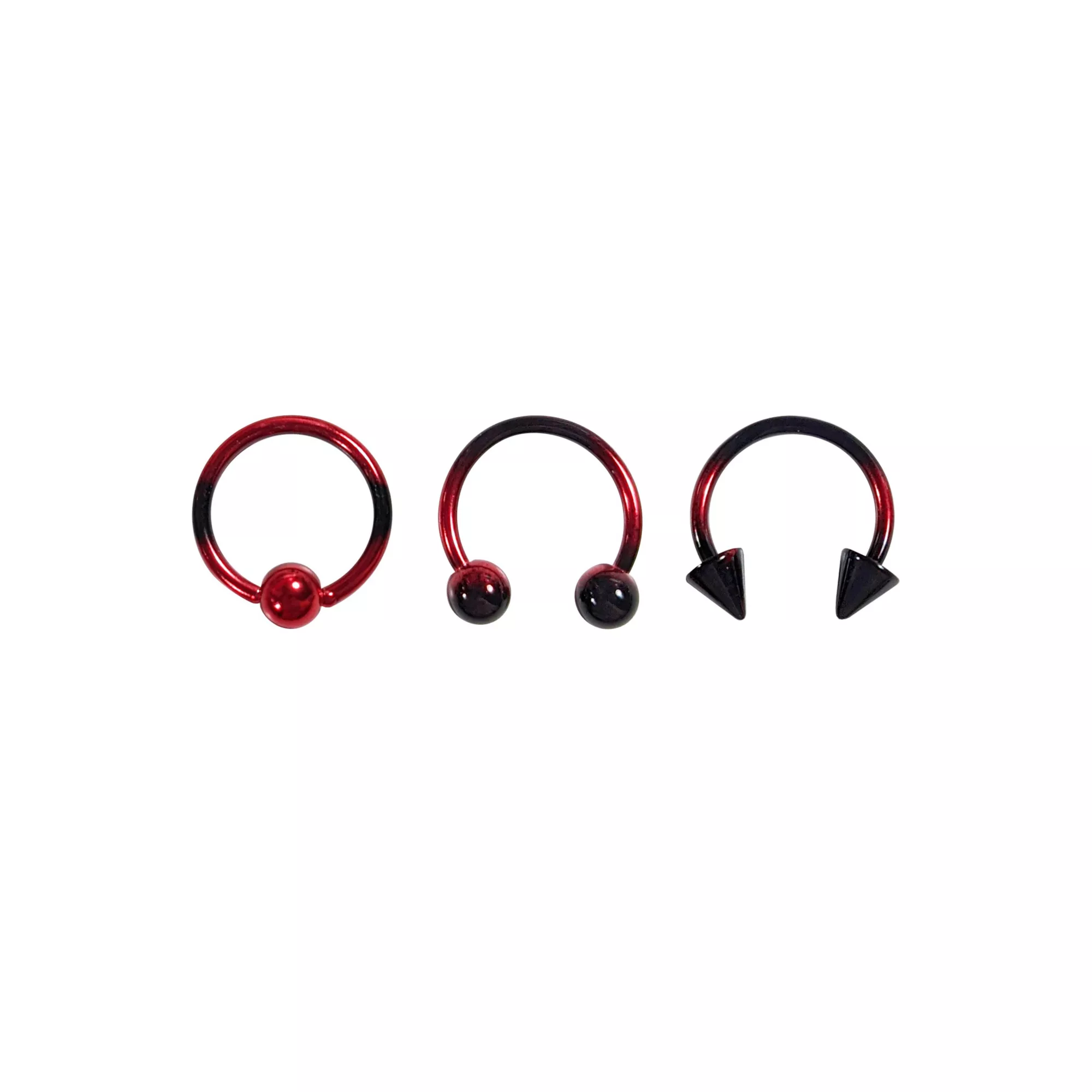 Multi-Pack Red and Black Ombre Septum Rings 3 Pack