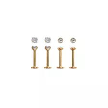 Prong Round CZ Labret Lip Rings 4 Pack - 16 Gauge at Spencer's