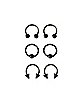 Multi-Pack Black Ombre Horseshoes and Captive Rings 6 Pack - 16 Gauge