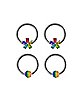 Multi-Pack CZ Rainbow Flower Captive Bead Rings 4 Pack - 16 Gauge