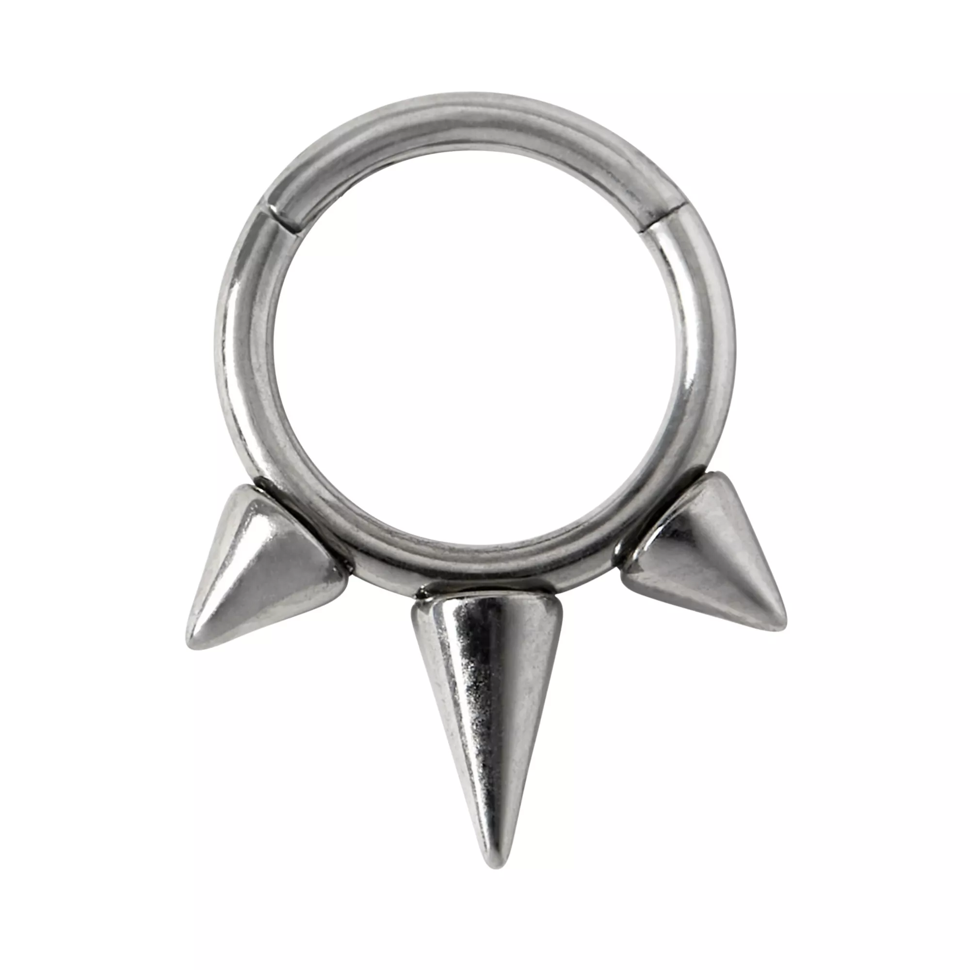 Silvertone Spike Titanium Septum Ring at Spencer's