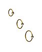 Multi-Pack CZ Goldtone Hoop Nose Rings 3 Pack - 20 Gauge