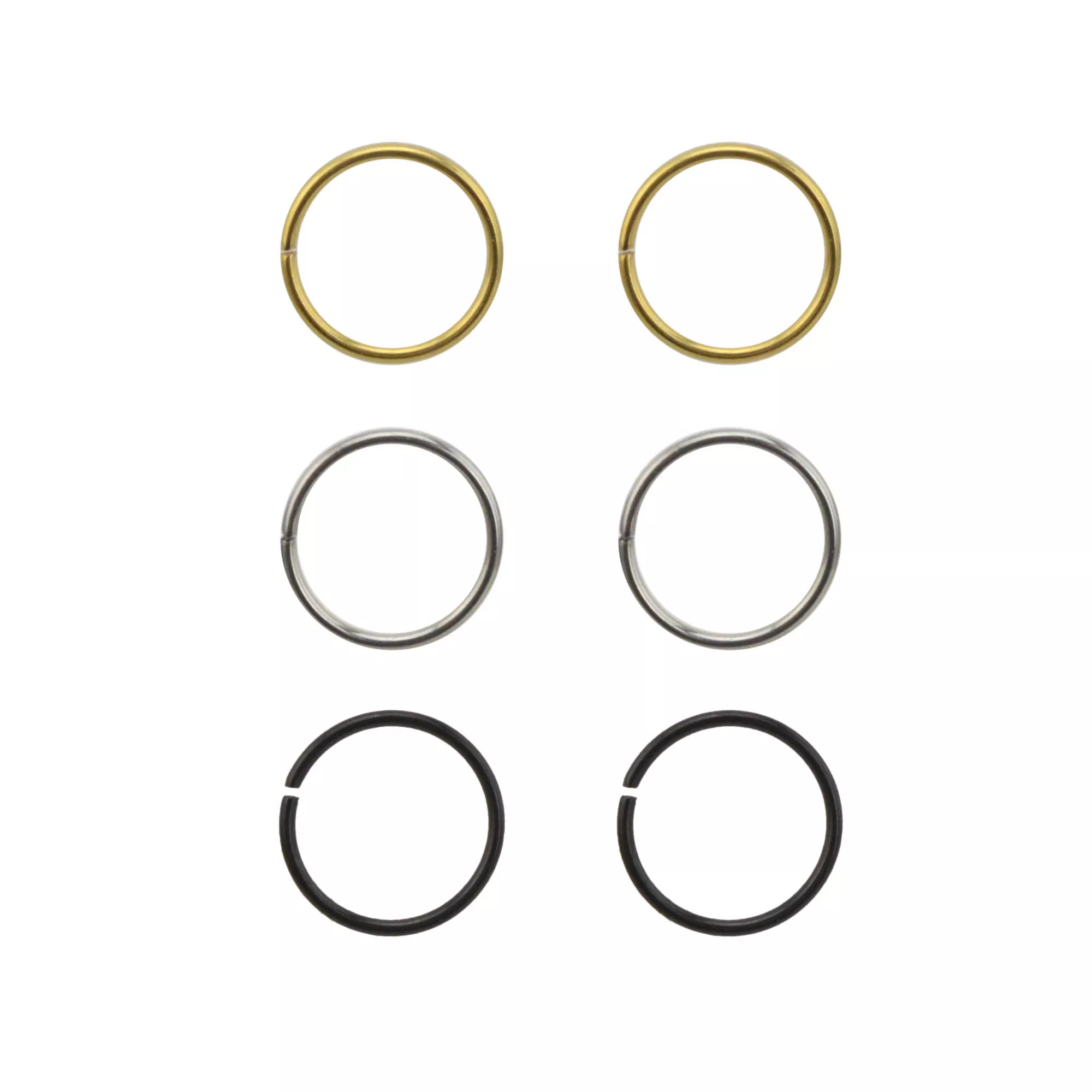 Multi-Pack ASTM F-136 Titanium Hoop Nose Rings - 6 Pack at Spencer's