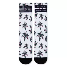 Heavily Medicated Floral Weed Leaf Crew Socks at Spencer's