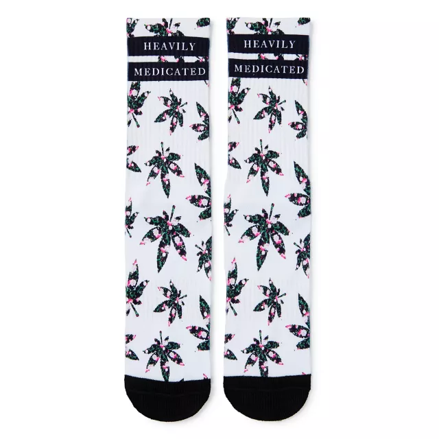 Heavily Medicated Floral Weed Leaf Crew Socks at Spencer's