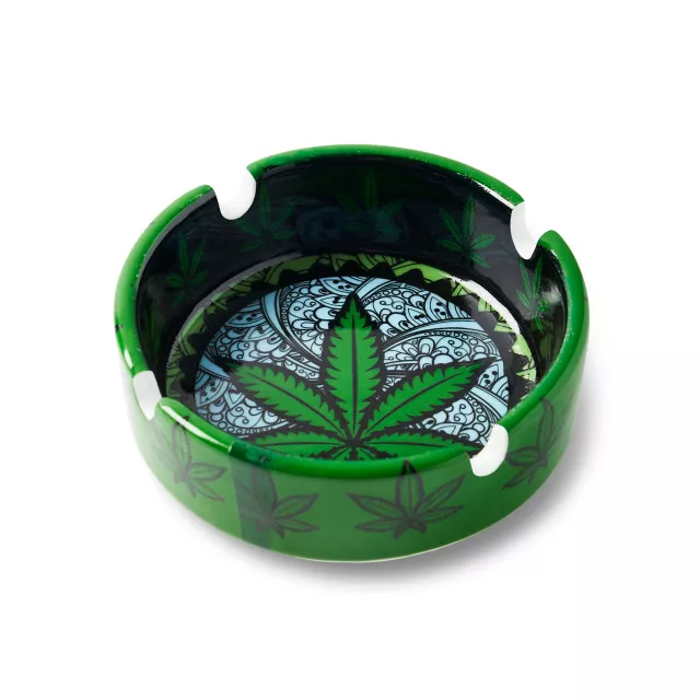 Green Weed Leaf Ashtray at Spencer's