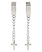 Cross Chain Dangle Huggie Hoop Earrings - 18 Gauge