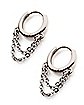 2 Row Chain Dangle Huggie Hoop Earrings - 20 Gauge