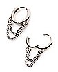 2 Row Chain Dangle Huggie Hoop Earrings - 20 Gauge
