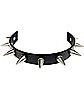 Black Faux Leather Spiked Choker Necklace