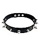 Black Faux Leather Bolt Spiked Choker Necklace