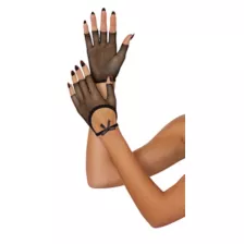 Black Fishnet Bow Gloves at Spencer's
