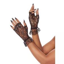 Black Lace Ruffle Gloves at Spencer's
