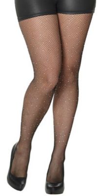 Women's Black Rhinestone Tights