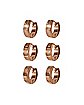 Multi-Pack Rose Goldtone Huggie Hoop Earrings 3 Pair - 18 Gauge
