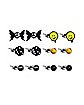 Multi-Pack Smiley Face Butterfly and Dice Earrings 6 Pair - 18 Gauge