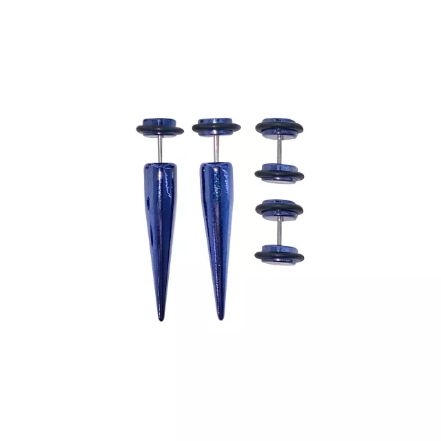 Multi-Pack Blue and Black Fake Tapers and Plugs 2 Pair - 18 Gauge at Spencer's