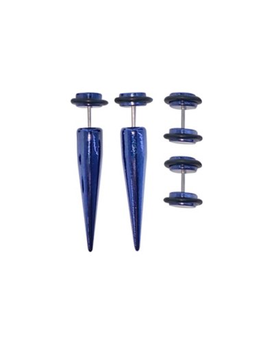 Multi-Pack Blue and Black Fake Tapers and Plugs 2 Pair - Gauge
