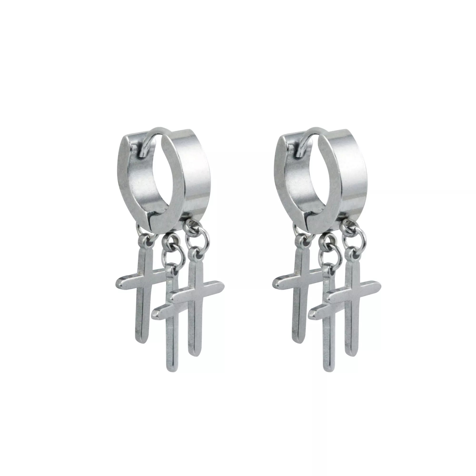 Cross Cluster Dangle Huggie Hoop Earrings - 18 Gauge at Spencer's