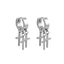 Cross Cluster Dangle Huggie Hoop Earrings - 18 Gauge at Spencer's