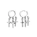 Cross Cluster Dangle Huggie Hoop Earrings - 18 Gauge at Spencer's