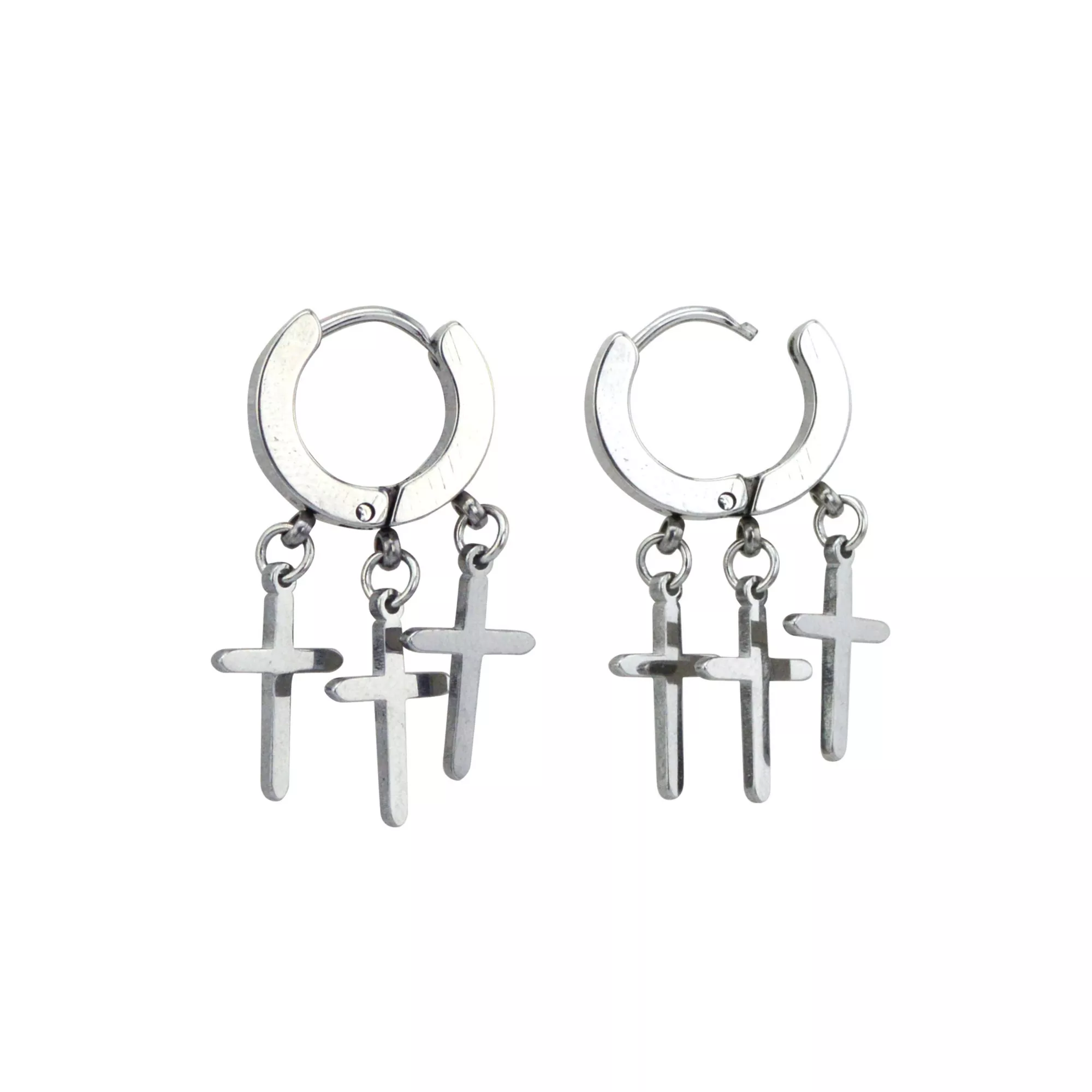 Cross Cluster Dangle Huggie Hoop Earrings - 18 Gauge at Spencer's