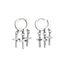 Cross Cluster Dangle Huggie Hoop Earrings - 18 Gauge at Spencer's