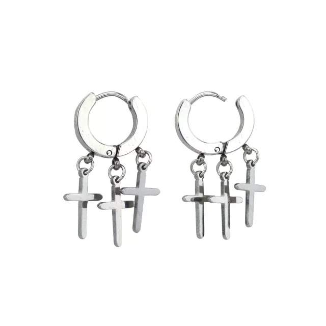 Cross Cluster Dangle Huggie Hoop Earrings - 18 Gauge at Spencer's