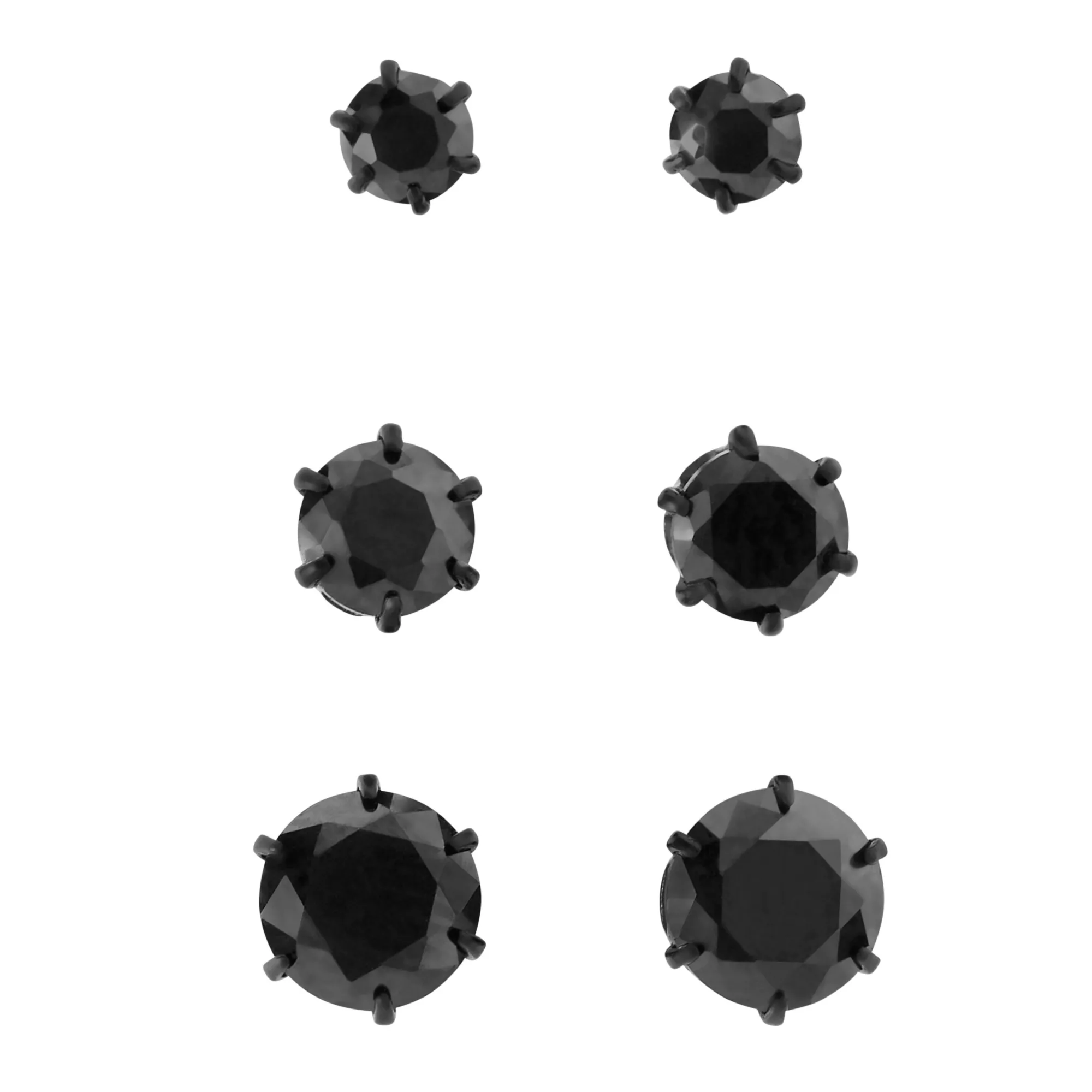 Multi-Pack Round Black CZ Titanium Stud Earrings 6 Pack - 20 Gauge at Spencer's