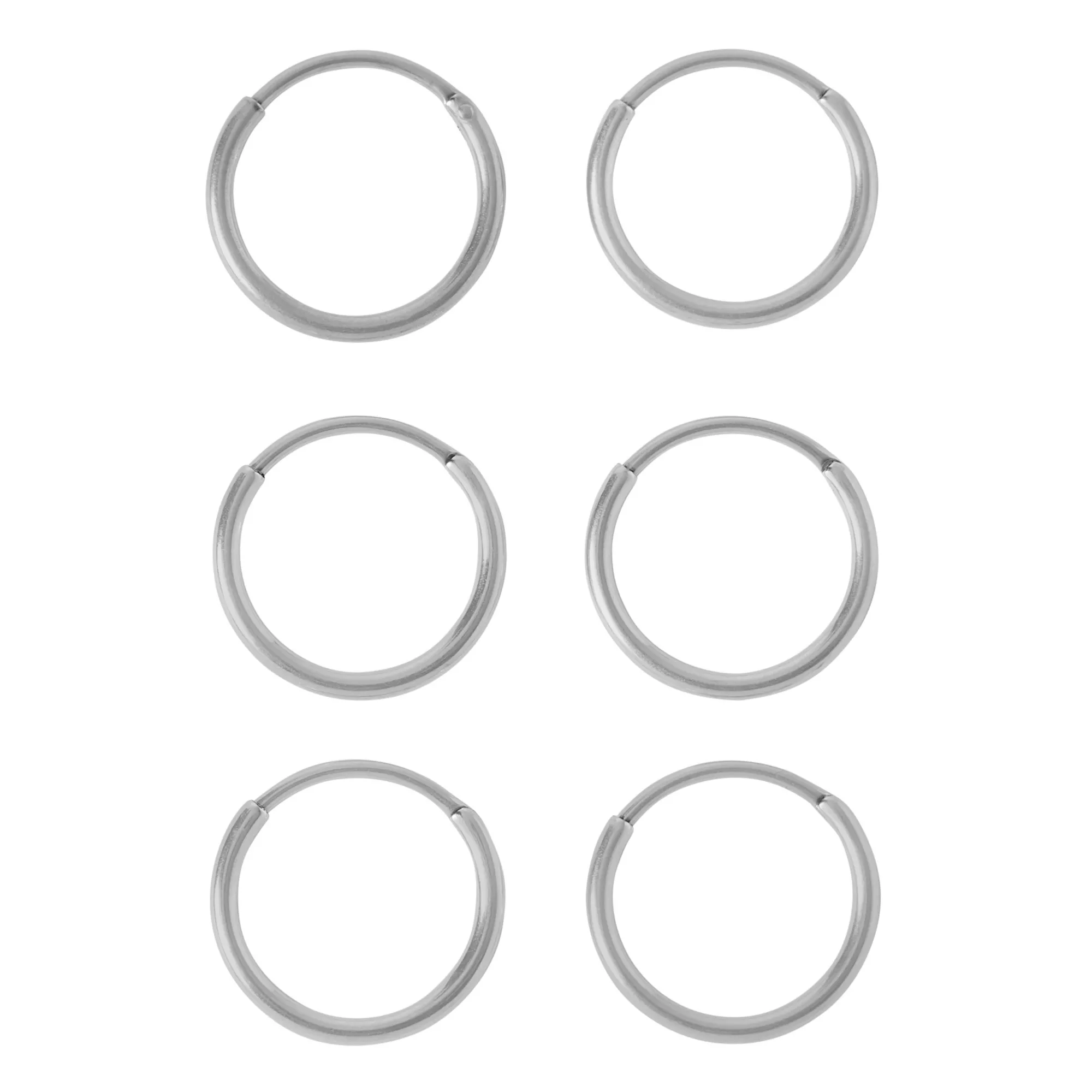 Multi-Pack Silvertone Endless Hoop Earrings 6 Pack - 20 Gauge at Spencer's