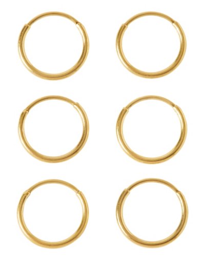 Multi-Pack Goldtone Endless Hoop Earrings 6 Pack - Gauge