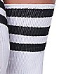 Plus Size Black and White Triple Stripe Thigh High Athletic Socks