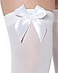 Satin Bow Opaque Thigh High Stockings