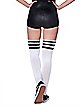 Athletic Stripe Thigh High Socks - Black and White