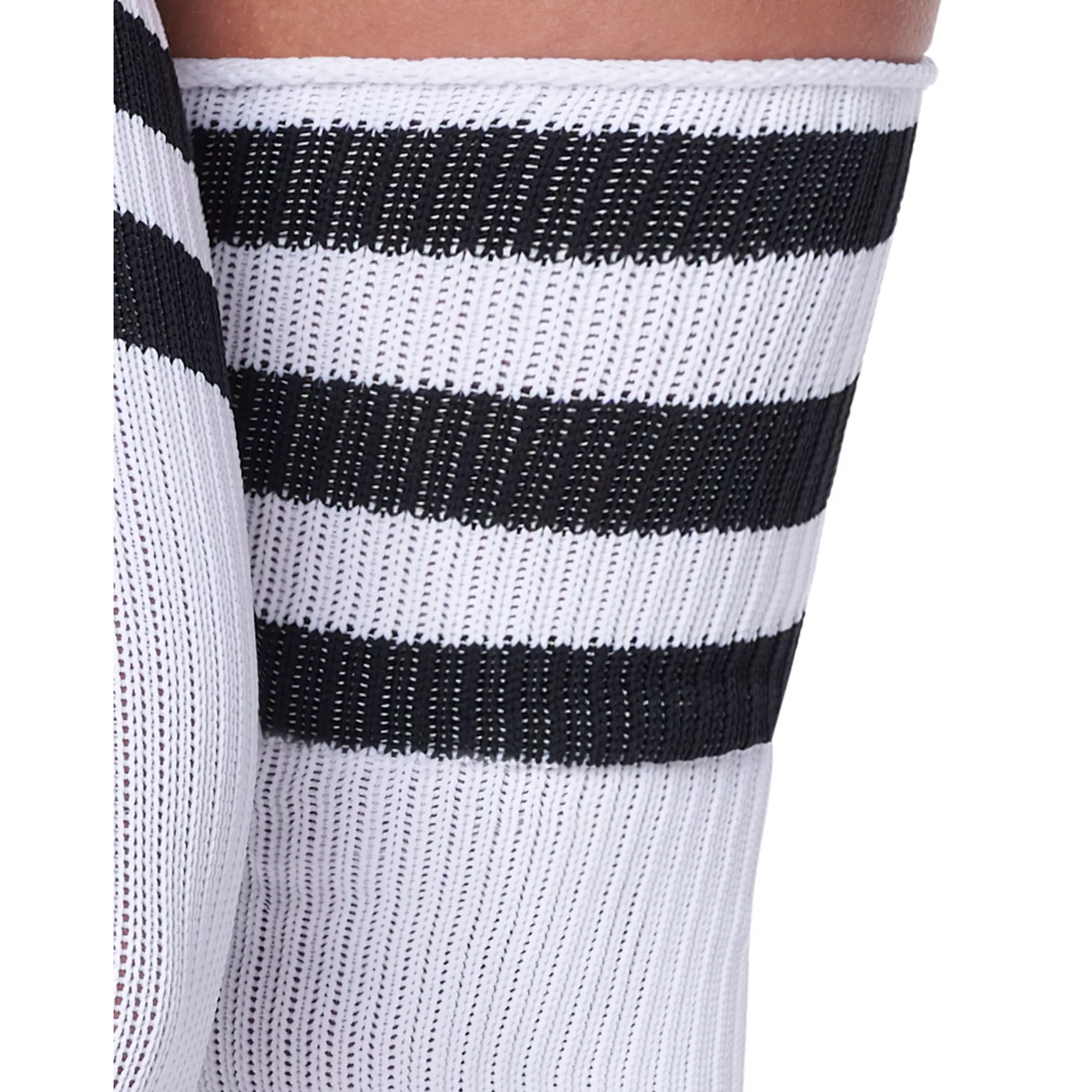 Athletic Stripe Thigh High Socks - Black and White at Spencer's