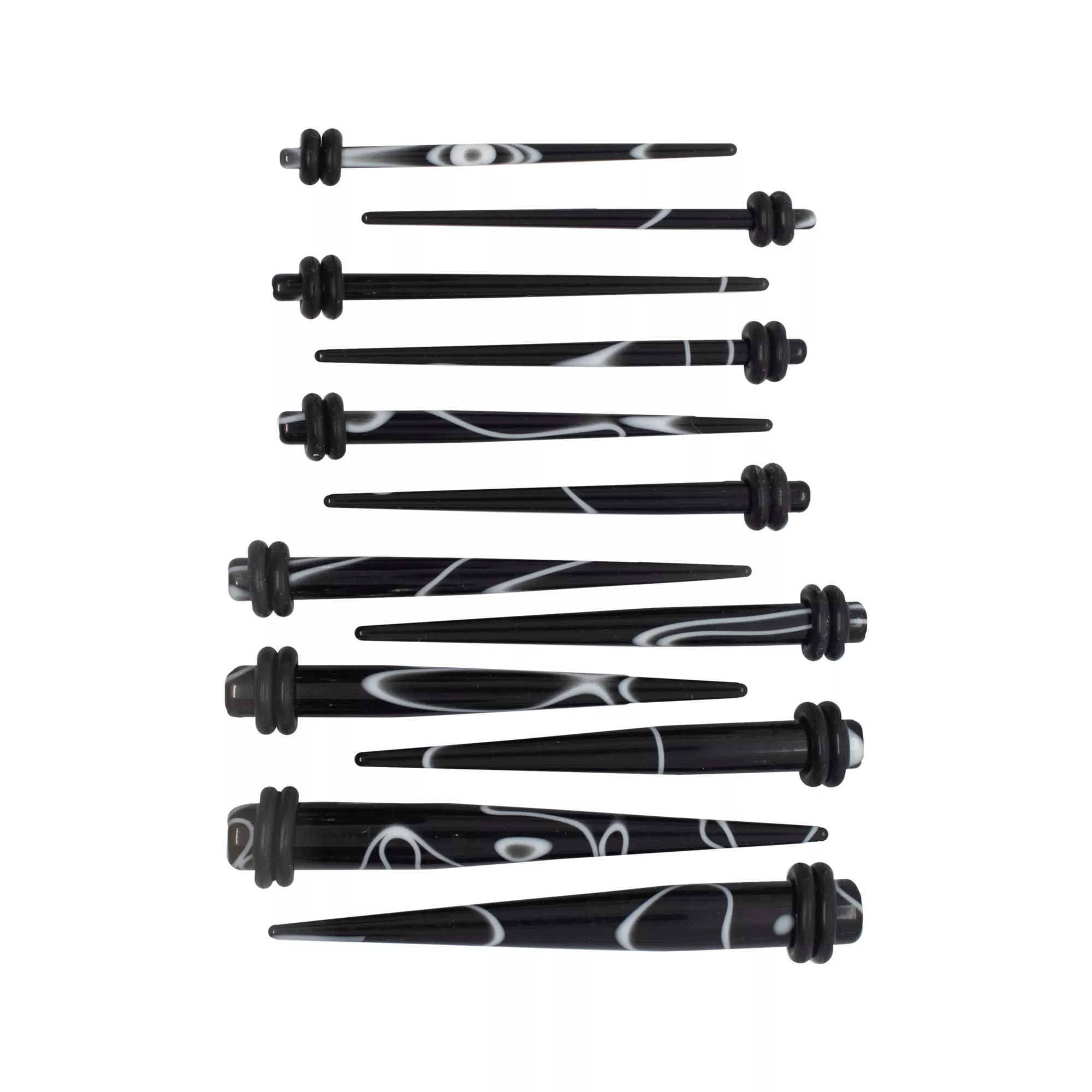 Multi-Pack Black and White Marble Taper Set - 6 Pair