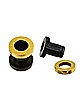 Black and Goldtone Screw Fit Tunnels
