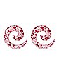 Glow in the Dark Red and White Splatter Spiral Ear Tapers